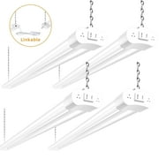 Hlite 4-pack Linkable LED Shop Light for Garage,4FT 42W Utility Light Fixture, 4400lm, 5000K Daylight LED Workbench Light with Power Cord,ETL Listed,White