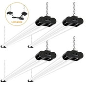 Hlite 4-pack Linkable LED Shop Light for Garage,4FT 42W Utility Light Fixture, 4400lm, 5000K Daylight LED Workbench Light with Power Cord,ETL Listed,Black