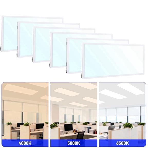 Hlite 6 Pack 4x2' LED Flat Panel Light, 40/50W/60W Switchable and 4000K/5000K/6500K Selectable, 0-10V Dimmable,Up to 6900LM Backlit Troffer Ceiling Light Fixtures for Home Office