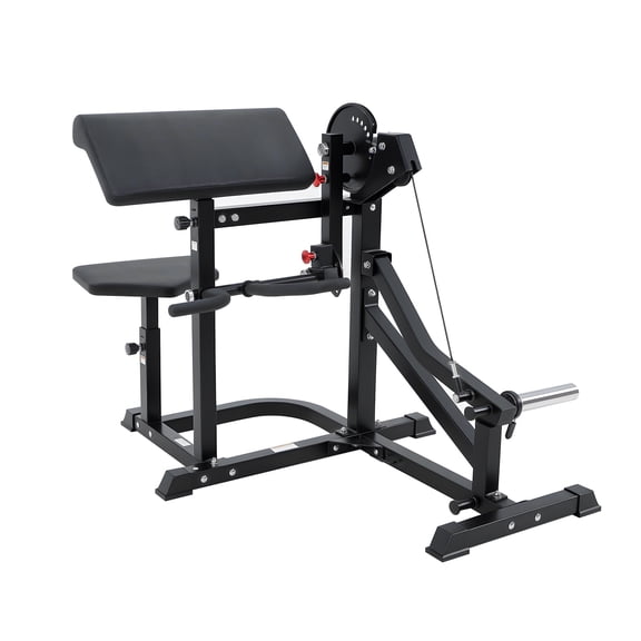 Hlivelood Bicep Tricep Curl Machine, 2 in 1 Preacher Curl Machine with Heavy-Duty Steel Wire Cable & Pulley System, Adjustable Arm Curl Extension Machine for Home Gym Workout Station