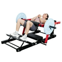 Hlivelood Heavy Duty Glute Bridge & Hip Thrust Machine, 800LBS Plate Loaded, Butt Workout Equipment with Weight Holder & Adjustable Footboard for Home Gym Strength Training, Red