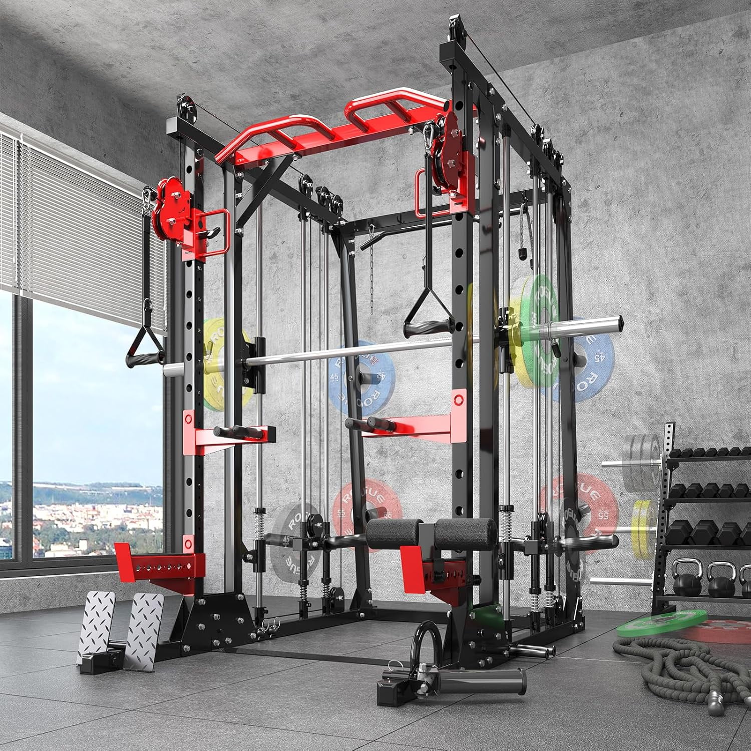 Hlivelood Smith Machine Home Gym, 2000LBS Multi-Function Power
