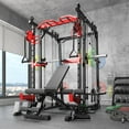 thumbnail image 1 of Hlivelood Smith Machine Home Gym, 2000LBS Power Cage Rack with LAT-Pull Down System and Cable Crossover Machine, 1 of 10