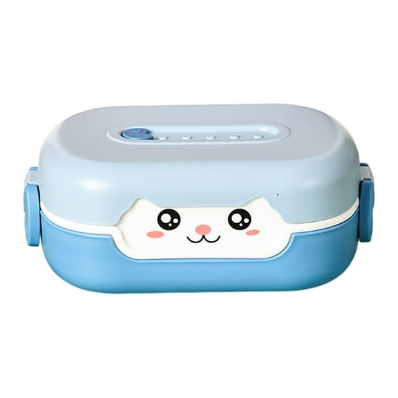 Hloma 700ML Lunch Box Cartoon Cats Pattern Double Insulation Leakproof 2 Compartment Bento Boxes for Office