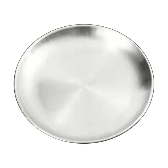 Hloma Dinner Plate Decorative Anti-rust 201 Stainless Steel Smooth Surface Western Food Tray Household Supplies
