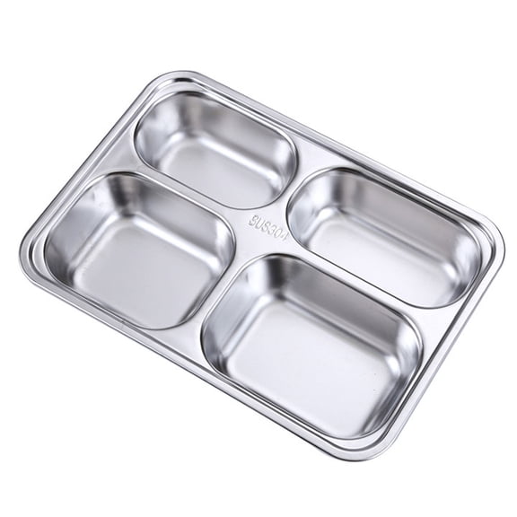 Hloma Dinner Plate Reusable Dishwasher Safe Large Capacity Dinnerware Stainless Steel 2/3/4/5/6 Grids Round Rectangle Serving Tray for School