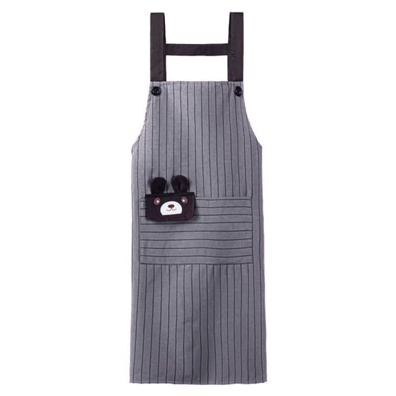Hloma Kitchen Apron Big Pocket Design Soft Texture Breathable Striped Lace Up Dirt Resistant Cartoon Bear Painting Cleaning Apron for Painter
