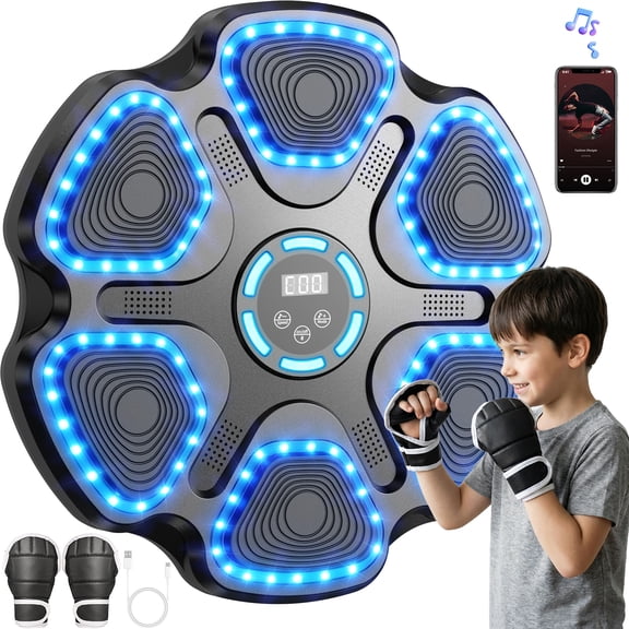 Hlthair Music Boxing Machine for Kids Boxing Machine with Gloves Boxing Equipment for Indoor Training Music Punching Machine Excercise Bluetooth
