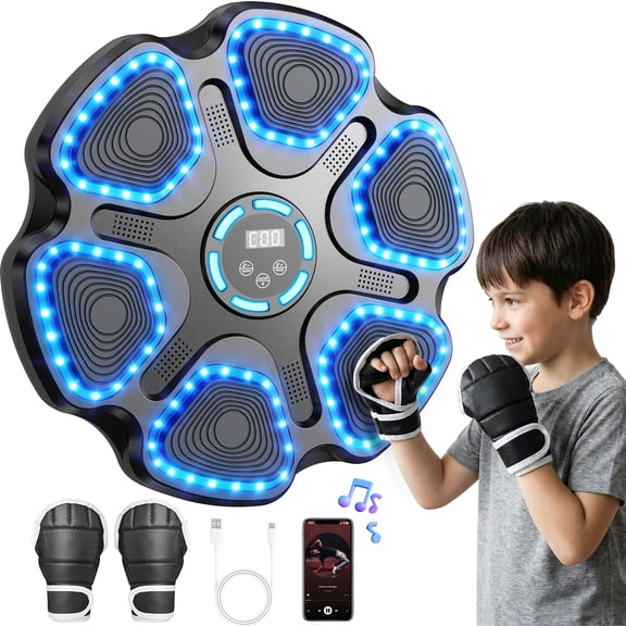 Hlthair Music Boxing Machine for Kids Boxing Machine with Gloves Boxing Equipment for Indoor Training Music Punching Machine Excercise Bluetooth
