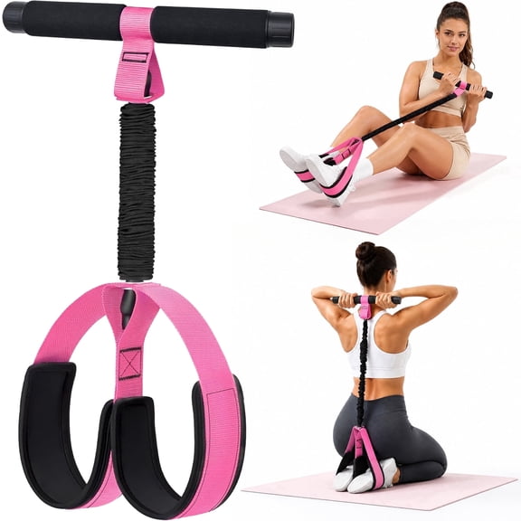 Hlthair Pedal Resistance Band with Handle Resistance Bands for Working out Burn Belly Fat Fast, 55LB Non-Slip Foot Pedals for Home Gym & Travel Portable Exercise Bands for Women Pink