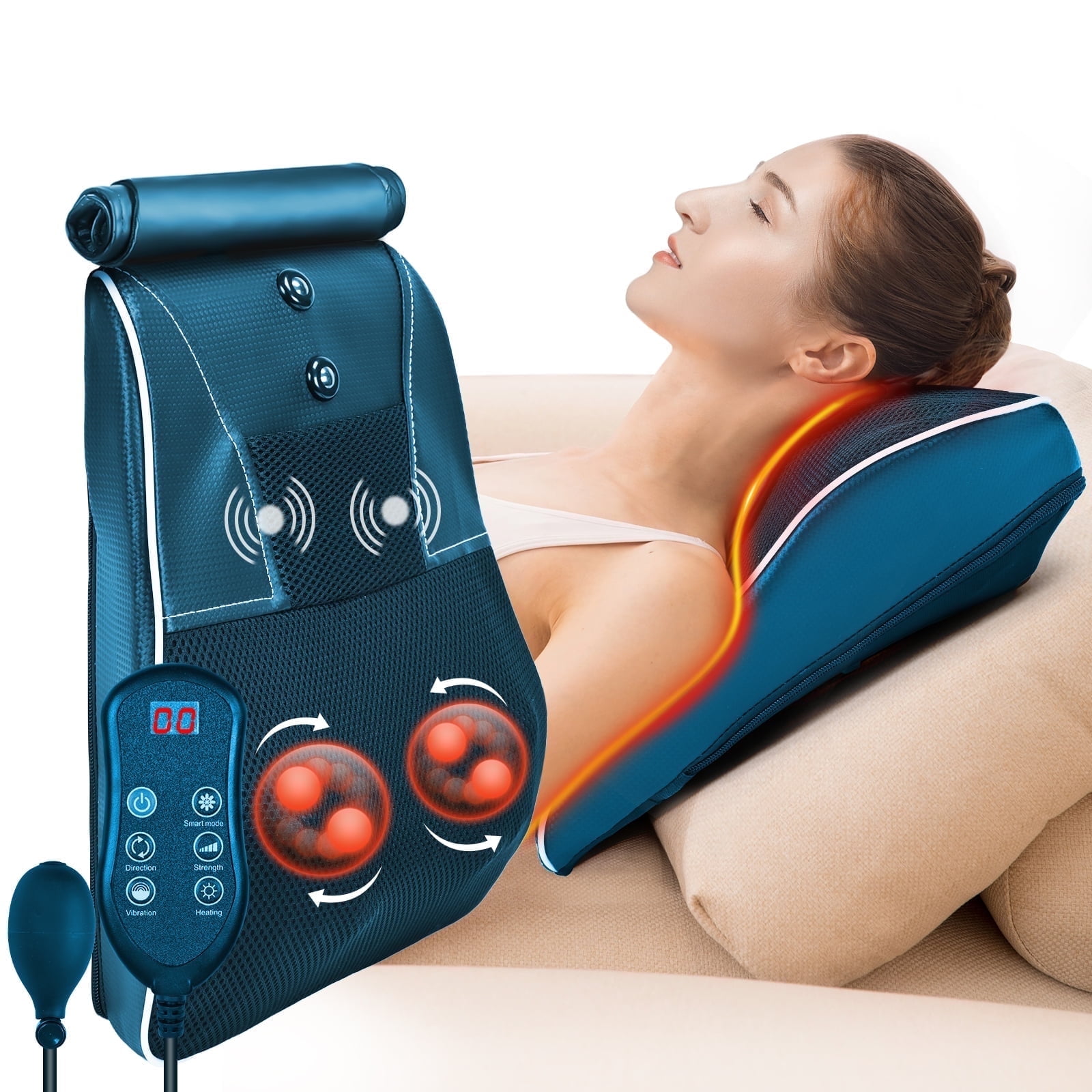 Shiatsu Neck and Back Massager with Heat, Neck Massager for Pain Relief deep Tissue, Christmas Gifts for Mom, Dad, Women - Blue