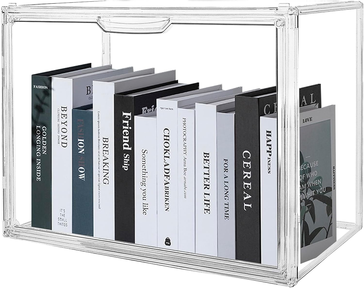 Hltop 1 PACK Clear Book Storage Organizer Stackable Acrylic Book ...