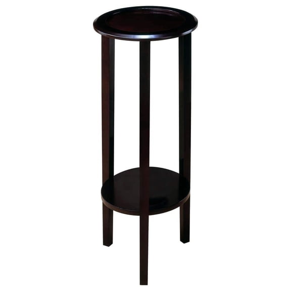 Round Plant Stand Table with Bottom Shelf Espresso