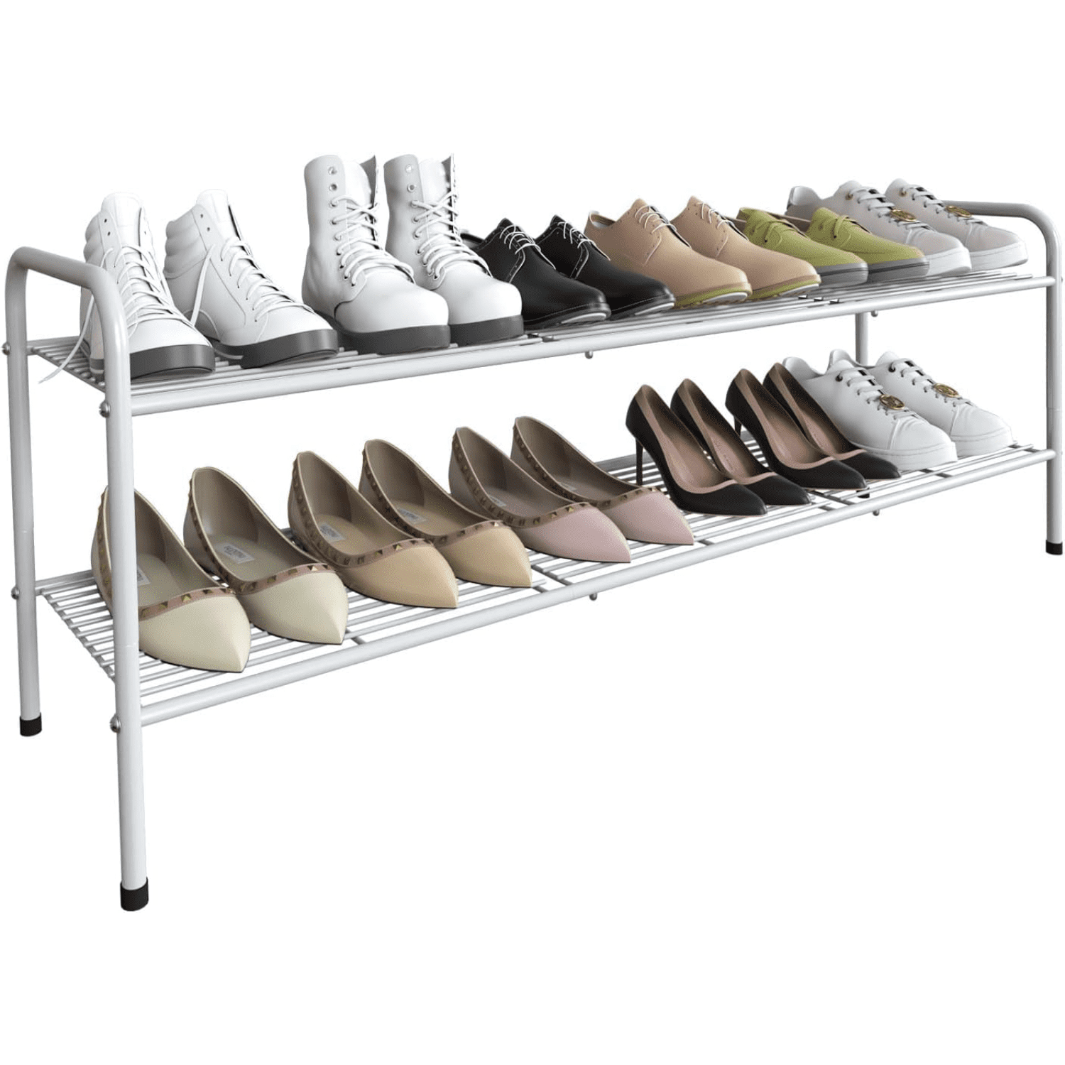 Hltser 3-Tier Long Metal Shoe Rack Extra Large Capacity Adjustable ...