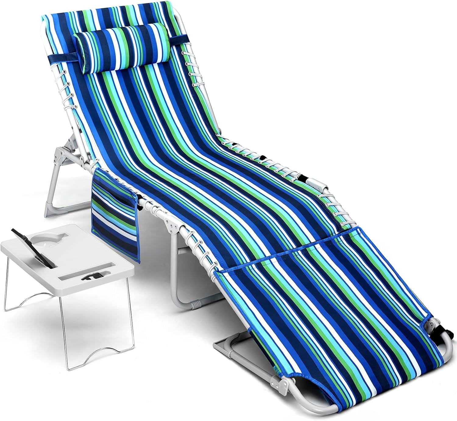 Hltser 3-in-1 Beach Chair Face Holes Lounge Chair Outdoor with Folding ...