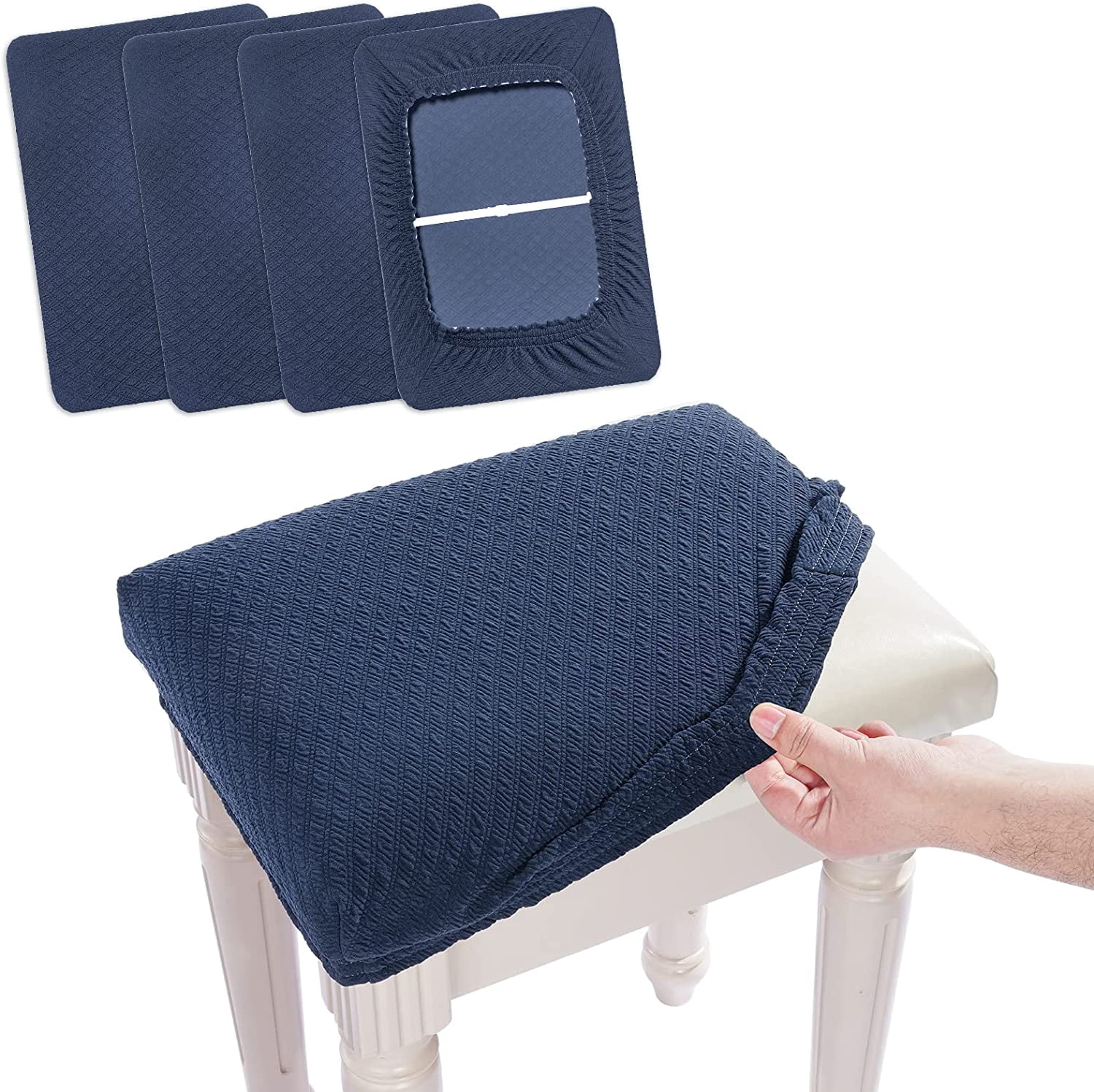 Hltser 4 pcs Vanity Stool Bench Covers Luxury Crease-Resistant Jacquard ...
