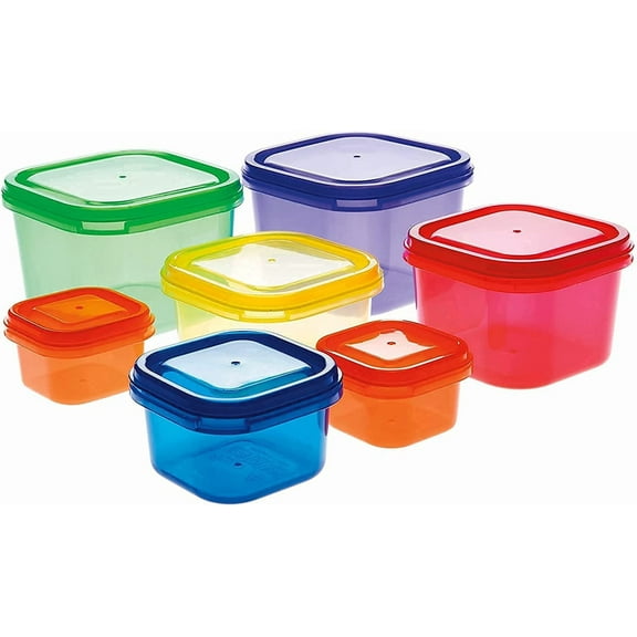 Hltser Beachbody 21 Day Fix 7-Piece Kit  Color-Coded Portion Control Containers for Meal Prep and Weight Loss  Ideal for Food Storage  BPA-Free  Reusable  with Secure Locking Lids for Fre