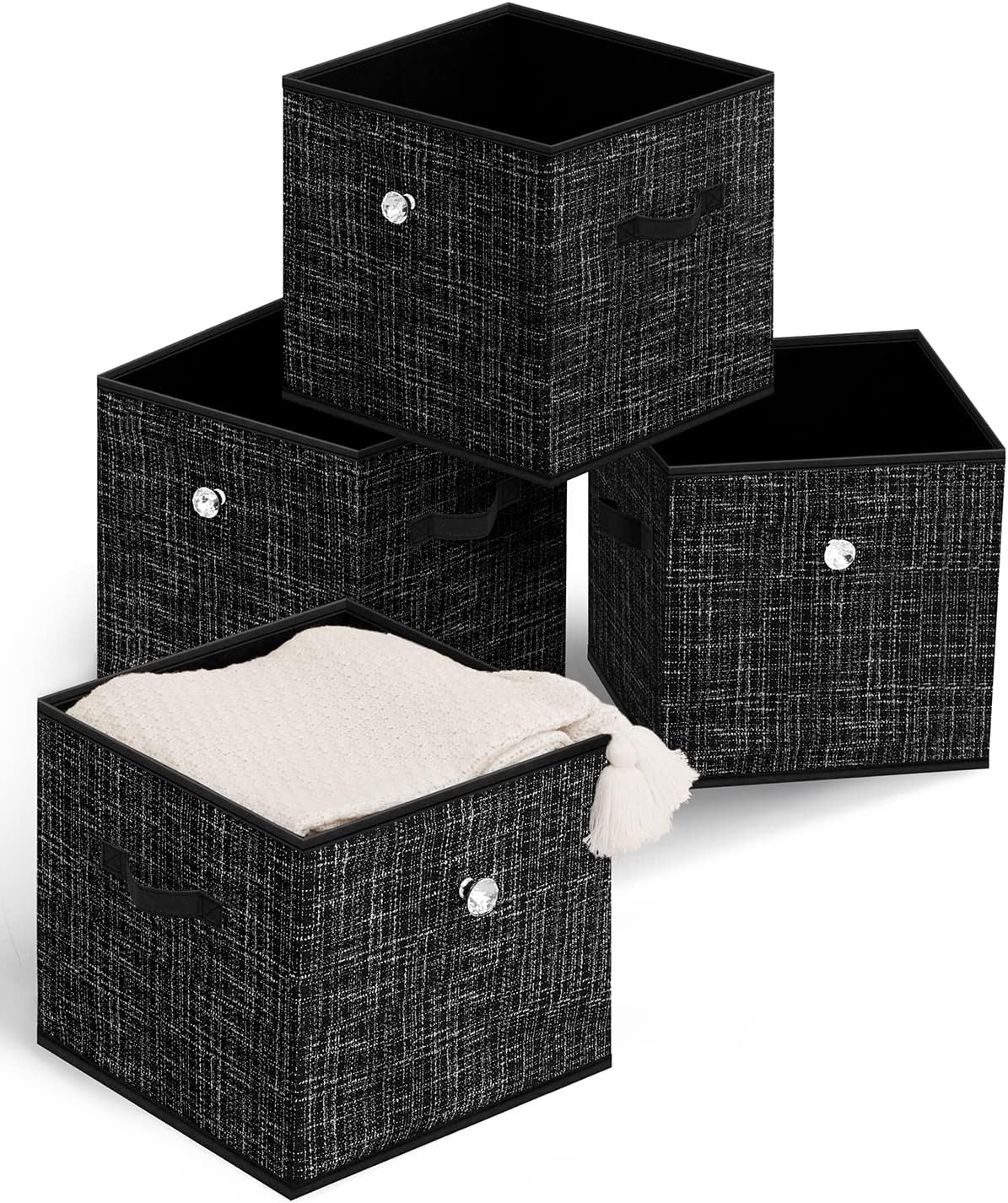 Hltser Collapsible Storage Cube Bins - Fabric Cubby Organizer Flower ...