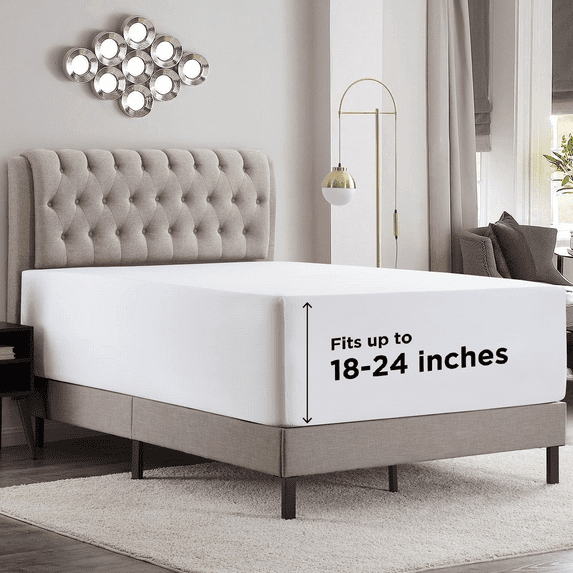 Hltser Empyrean Extra Deep Pocket - Soft King Size for 18 to 24 Inch Mattresses King Fitted Sheet with Corner Straps