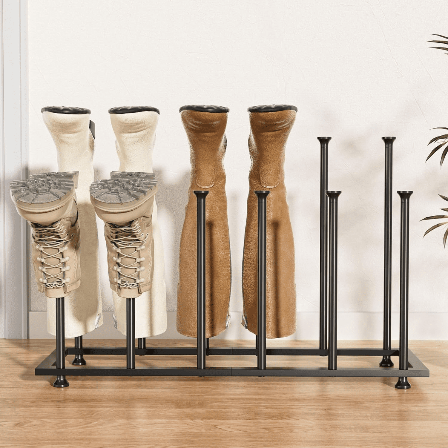 Hltser Freestanding Boot Rack Organizer Tall Boots - Black Metal Boot ...