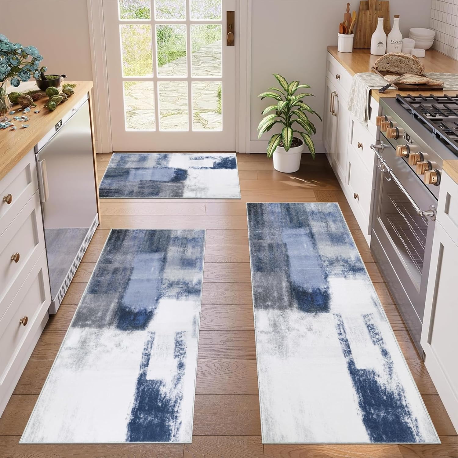 Hltser HIOPTY Kitchen Mats for Floor 3 Piece Set Boho Non Slip Kitchen — free download