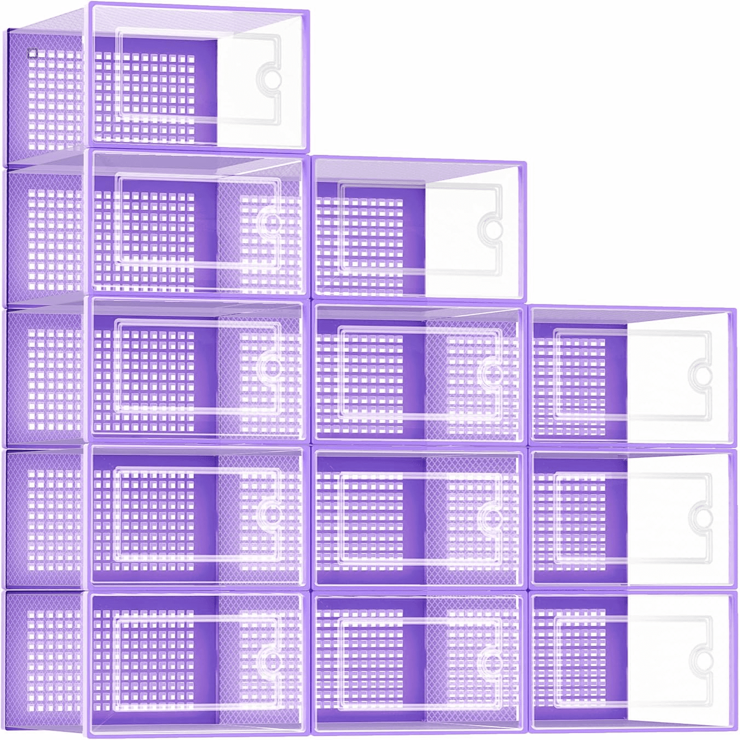 Hltser Large Shoe Organizers Storage Boxes for Closet 12 Pack Clear ...