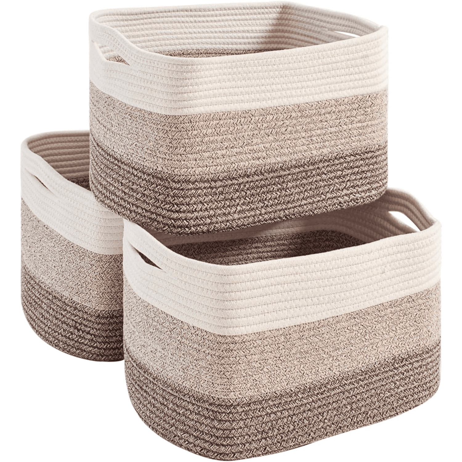 Hltsor White Storage Baskets for Organizing Shelves Woven Cotton Rope