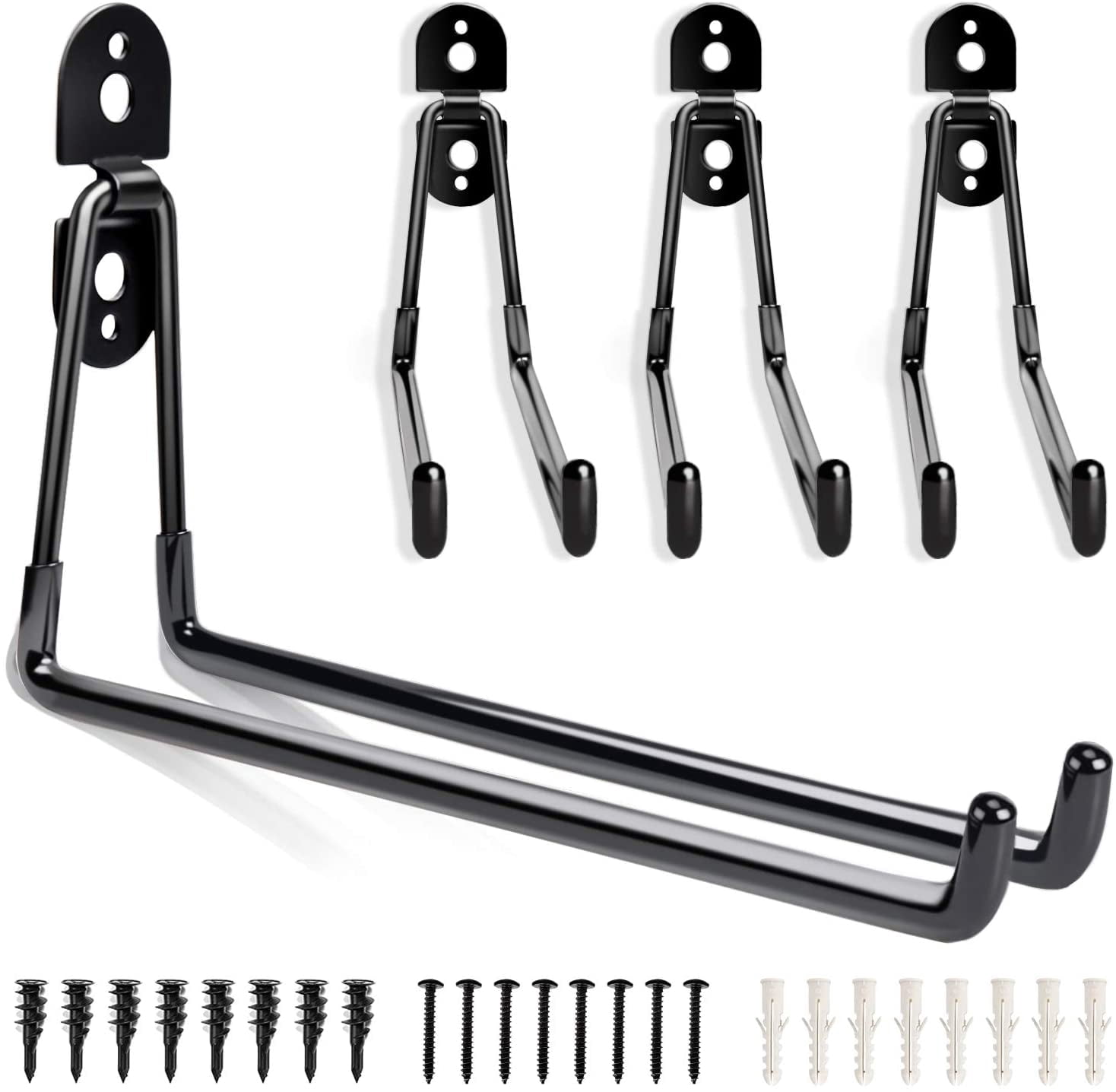 Heavy-Duty Garage Hooks 12.2" – 4-Pack Large Utility Wall Hooks For Ladder, Tools, Chairs, Hoses & Garden Gear – Rust-Proof, Easy Install, Space-Saving Storage