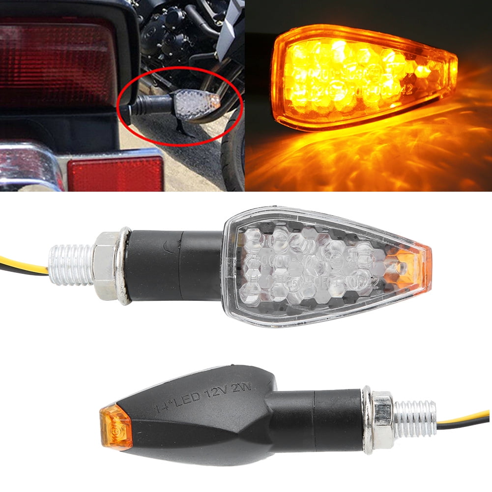 Hlyjoon 2Pcs Moto Turn Signal Light 14LED Motorcycle Warning Flashing