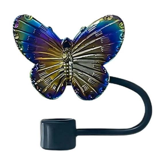 HmNPlay 10mm Reusable Straw Cover Butterfly Design Dust-Proof Leak-Proof Lid for Stanley Cup 30 40oz Tumblers and Most 10mm Straws Eco-Friendly Plastic Cap