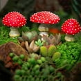 thumbnail image 1 of HmNPlay 3-Pack Glow in Dark Red Mushroom Statues - Handmade Weatherproof Polyresin, Mini Fairy Garden Decor for Outdoor, Terrarium & Desktop (2.7/2.4/2 Inch), 1 of 9