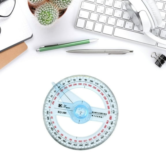 HmNPlay 360 Degree Circle Protractor, Clear Plastic Angle Measuring Tool with Precision Indicator, Full Circle Ruler for Drafting, Drawing, Office