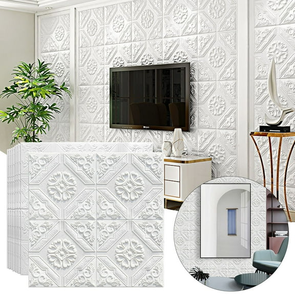 HmNPlay 3D Brick Wall Panels Peel and Stick - 14x14 Inch Extra Large XPE Foam Tiles, Acoustic \u0026 Anti-Collision, for Bedroom, Living Room TV Background, Kids Playroom Wall Padding