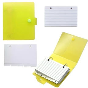 HmNPlay 3x5 Index Cards with Ring Holder, 100 Ruled Lined Study Cards with 5 Dividers, Snap Button Closure Organizer for Notecards, Flashcards, Recipe Cards