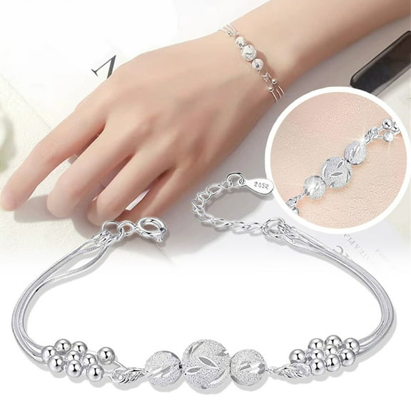 HmNPlay Anxiety Fidget Bracelet Rotating Beads Stress Relief Jewelry Multi Layered Spinning Bangle Good Luck Charm Valentines Day Gifts for Women Wife Mom Unique Fashion Accessories