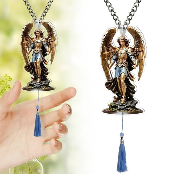 HmNPlay Archangel Michael 2D Flat Wooden Ornament Art Decor | Intricate Figurine Religious Hanging Christmas Decoration 1pc Gift