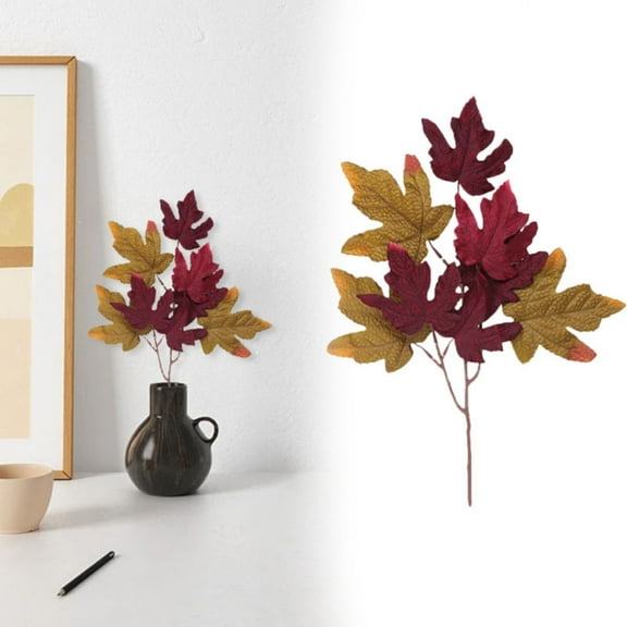 HmNPlay Artificial Fall Maple Leaves Stems Lifelike Autumn Foliage Spray Tall Faux Branches for Vase Filler Thanksgiving Table Centerpiece Farmhouse Decor