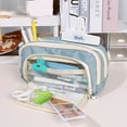 thumbnail image 1 of HmNPlay Big Capacity Pencil Case 3 Compartments, Large Storage Organizer Pouch for Adults, Aesthetic Pen Bag and Cosmetic Travel Holder for Women Men, Beige, 1 of 4