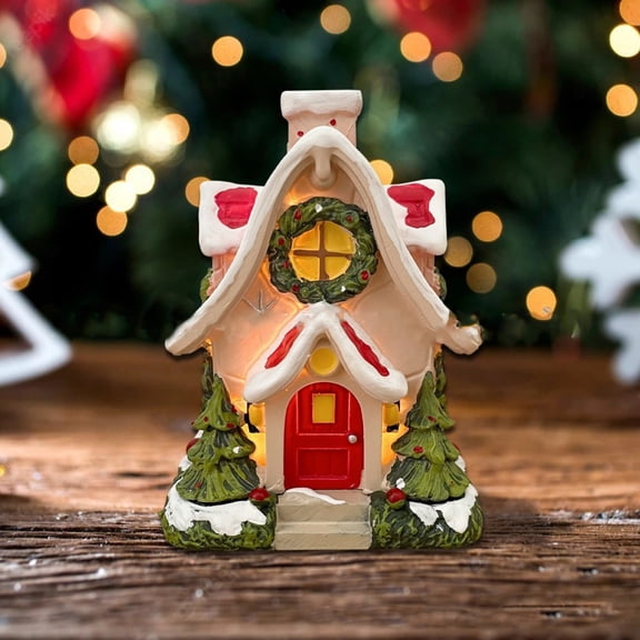 HmNPlay Ceramic Christmas House Incense Burner for Cones & Sticks, Hand-Painted Winter Village Centerpiece Home Decor, Aromatic Holiday Tabletop Ornament for Adults