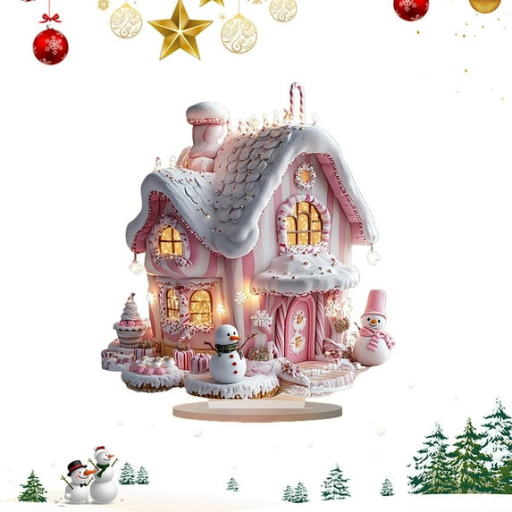 HmNPlay Christmas Santa Sled Acrylic Sign Decoration for Bedroom Bedside Table Living Room Scene Decor, 2D Flat Model Art with Support Base, Reliable Holiday Home Window Display Gift