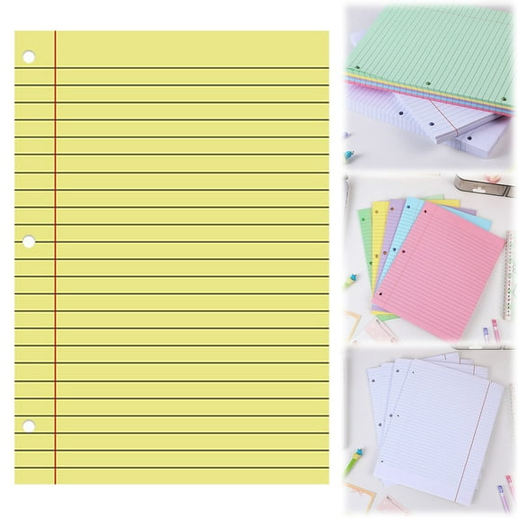 HmNPlay College Ruled Filler Paper Loose Leaf Binder Refill 3 Hole Punched Lined Writing Stationery Aesthetic Colored Paper for Office Note Taking Journaling