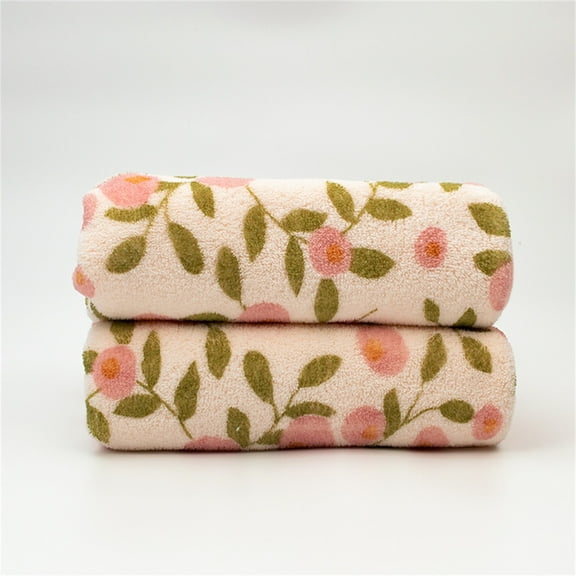 HmNPlay Coral Fleece Hand Towel Soft Absorbent 35x75cm Pink Quick Dry Bathroom Towel Floral Print Decorative Face Towel Low Lint