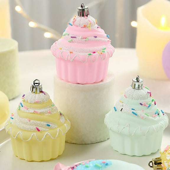 HmNPlay European Style Macaron Candy Christmas Tree Ornaments, 3-Pack Plastic Hanging Decor for Home, Office, Party, Festive Holiday Decoration, Reusable Washable Xmas Pendants