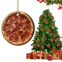 HmNPlay Fast Food Christmas Ornaments Set, Acrylic French Fries Pizza Slice Hanging Decorations for Xmas Tree, Home Party Festive Decoration Gifts for Family Friends