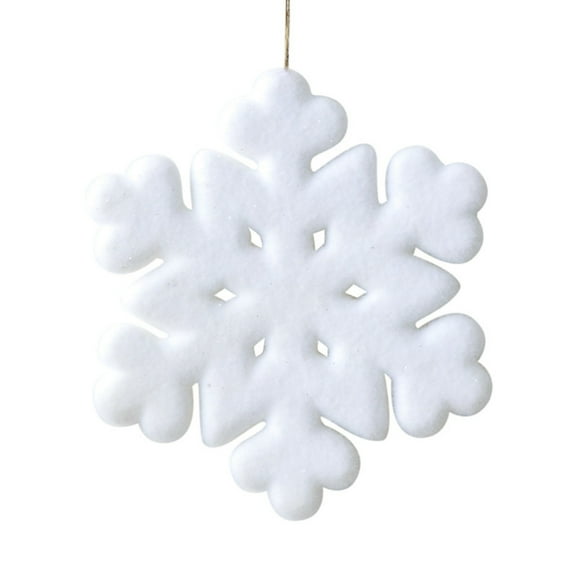 HmNPlay Flocked Glitter White Snowflake Christmas Ornaments 5 Pack for Winter Tree Decor 15cm Hanging Decorations