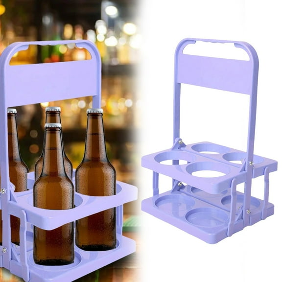 HmNPlay Foldable 4-Cup Drink Carrier with Handle, Reusable Plastic Beverage Caddy for Coffee Beer Soda, Portable Drink Holder for Travel Car Restaurant Catering Party Outdoor