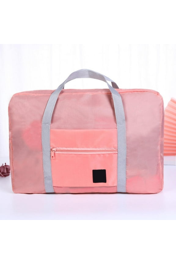 Foldable Carry On Duffle Bag - 25L Lightweight Under Seat Airplane Personal Item, Waterproof Gym Travel Tote with Suitcase Strap & External Pocket for Women, Sport, Camping (Pink)