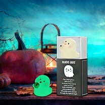 HmNPlay Glow in the Dark Mini Ghost Figures with Box, Spooky Cute Luminous Halloween Desktop Figurine, Mystery Blind Box Collectible Ornament Gift