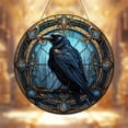 thumbnail image 1 of HmNPlay Gothic Crow Hanging Decor - Stained Glass Bird Acrylic Suncatcher Ornament for Window, Home, Halloween Decorations - Lightweight & Durable (1pc)​, 1 of 6