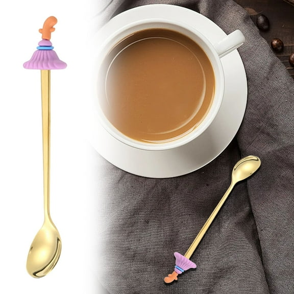 HmNPlay Halloween Stainless Steel Coffee Dessert Spoon with Pumpkin Bat Witch Hat Pendant, Lightweight Tea Appetizer Tableware for Home Kitchen Bar Use